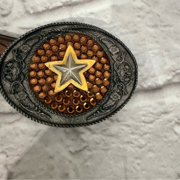 Leatherock Inc made in USA womens western belt star belt buckle cowgirl small - Picture 9 of 11